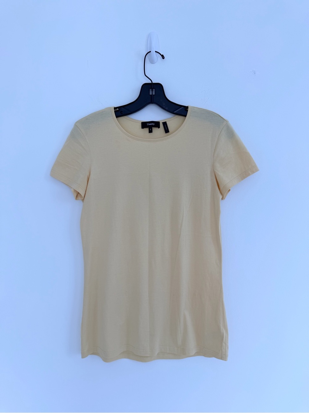 Theory Short Sleeve Crewneck Tee in Light Beige